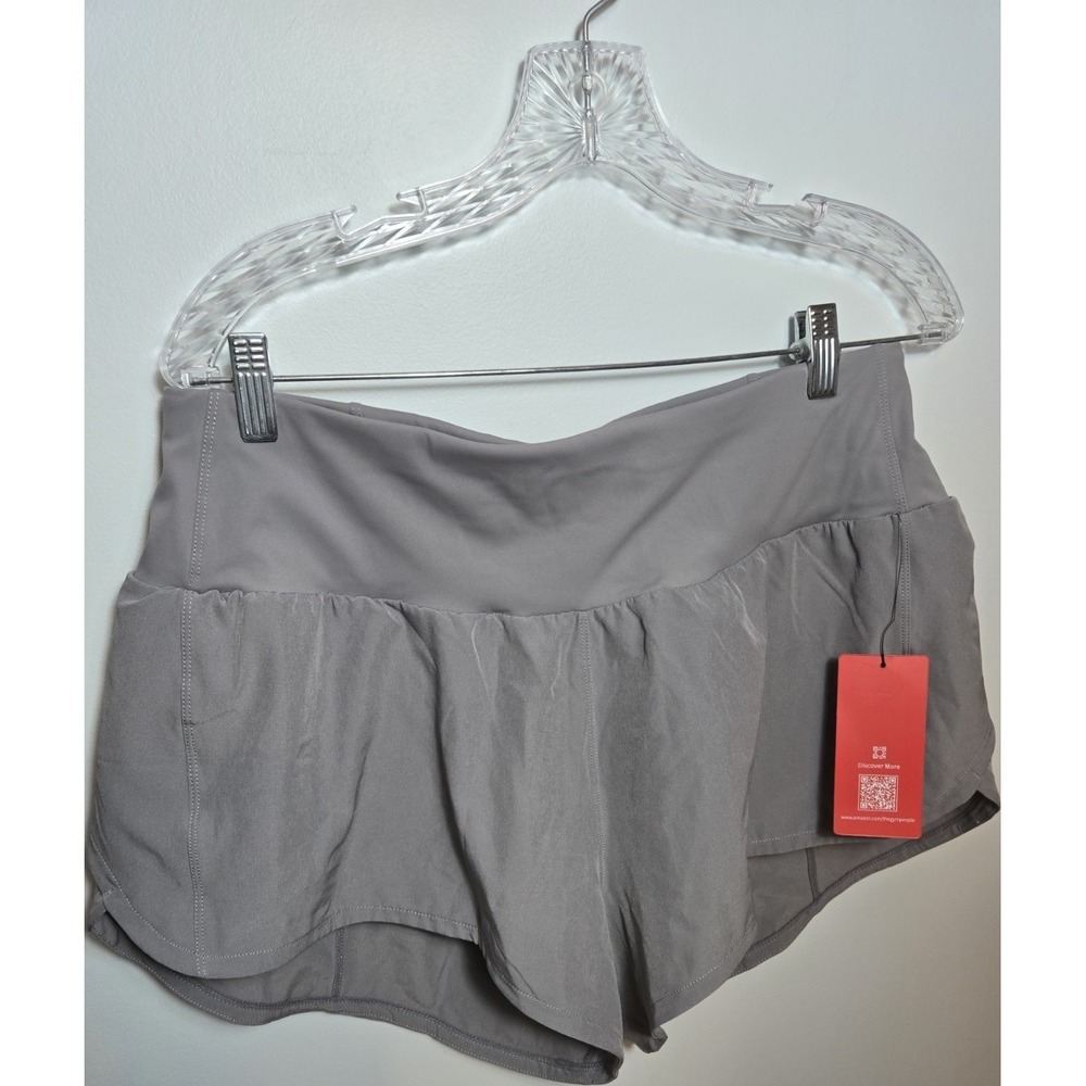 NWT The Gym People Women's Gray Athletic Shorts XL Polyamide Spandex Breathable